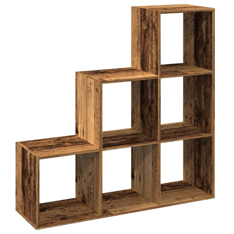 Bibliotecă/separator, 3 niveluri lemn vechi 99x29x99 cm lemn