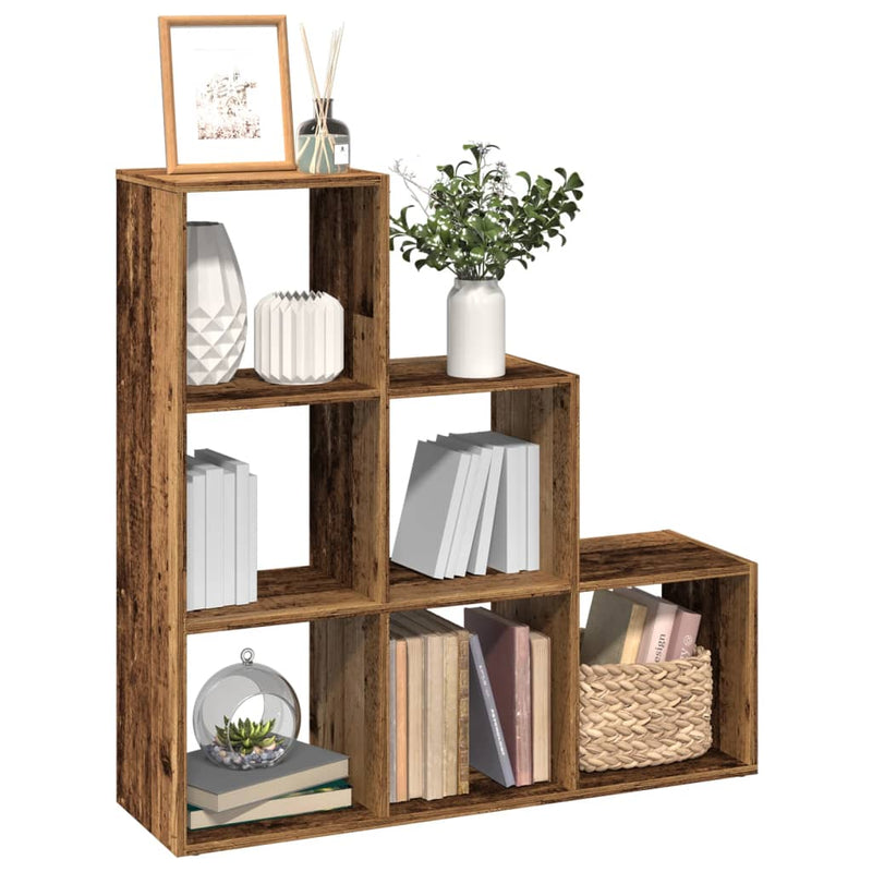 Bibliotecă/separator, 3 niveluri lemn vechi 99x29x99 cm lemn