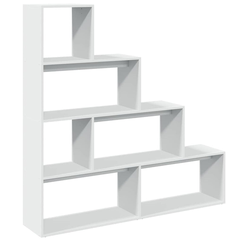 Bibliotecă/separator 4 niveluri, alb, 143,5x29x143,5 cm lemn