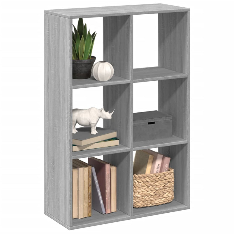 Bibliotecă/separator cameră gri sonoma 69,5x29x103,5 cm lemn