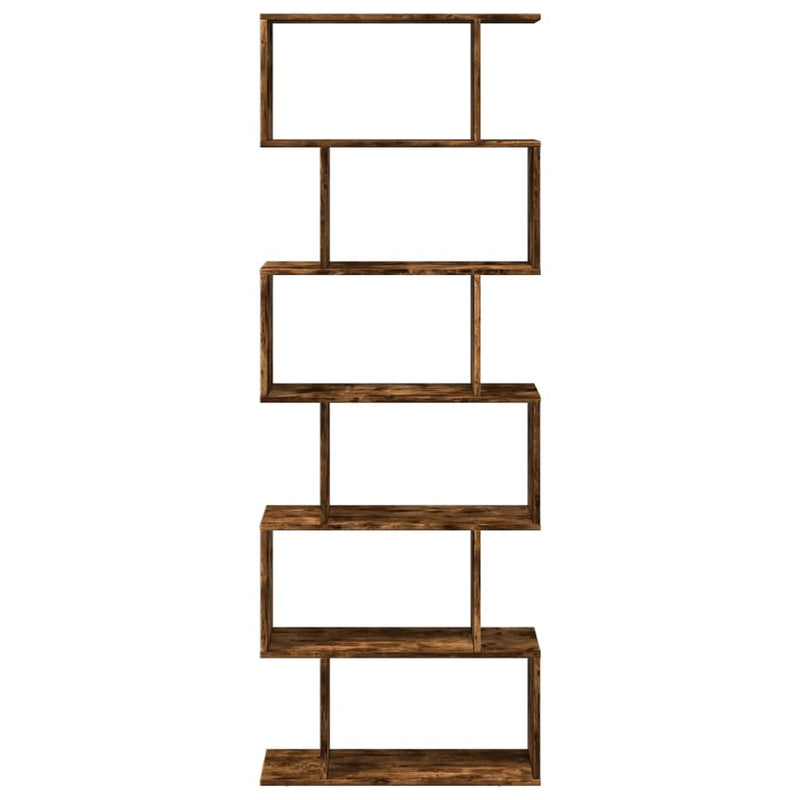 Bibliotecă/separator 6 niveluri stejar fumuriu 70x24x193cm lemn