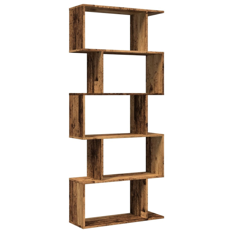 Bibliotecă/separator 5 niveluri lemn vechi 70x24x161 cm lemn