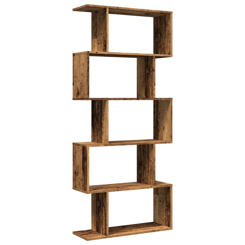 Bibliotecă/separator 5 niveluri lemn vechi 70x24x161 cm lemn