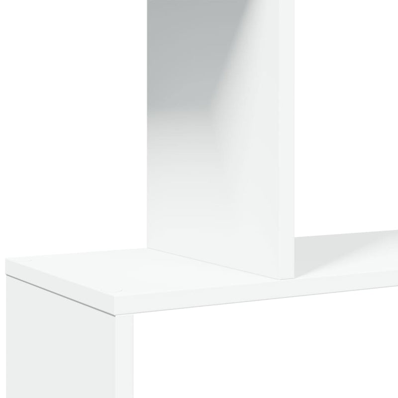 Bibliotecă separatoare de cameră cu 4 niveluri, albă, 70x24x129 cm, lemn stratificat