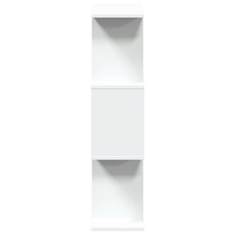 Bibliotecă separatoare de cameră cu 3 niveluri, albă, 70x24x97 cm, lemn stratificat