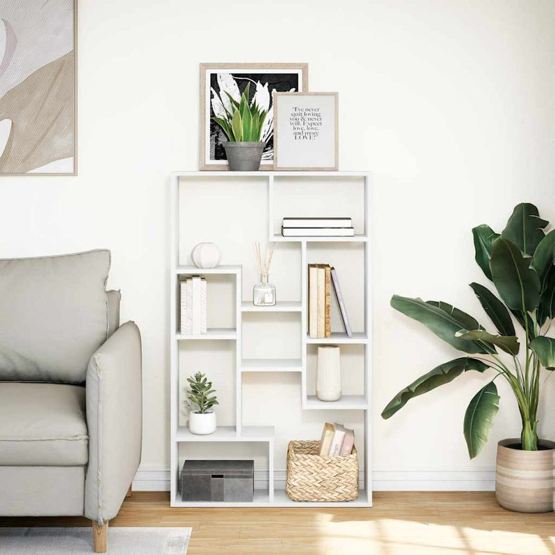 Bibliotecă, alb, 72x20x120,5 cm, lemn prelucrat