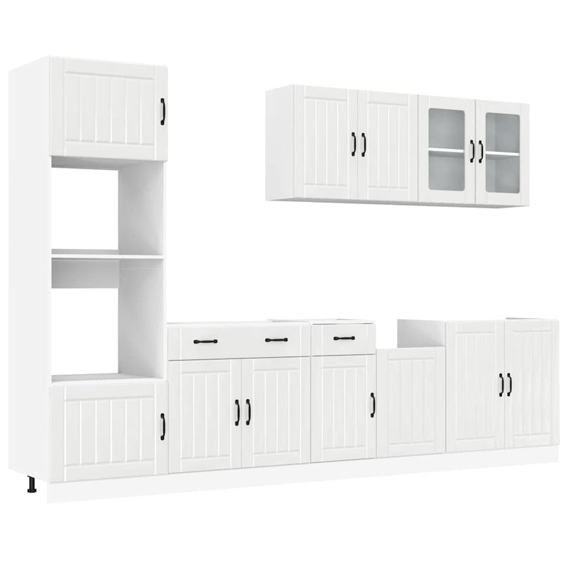 Set dulap de bucătărie 7 piese „Lucca” alb lucios Lemn