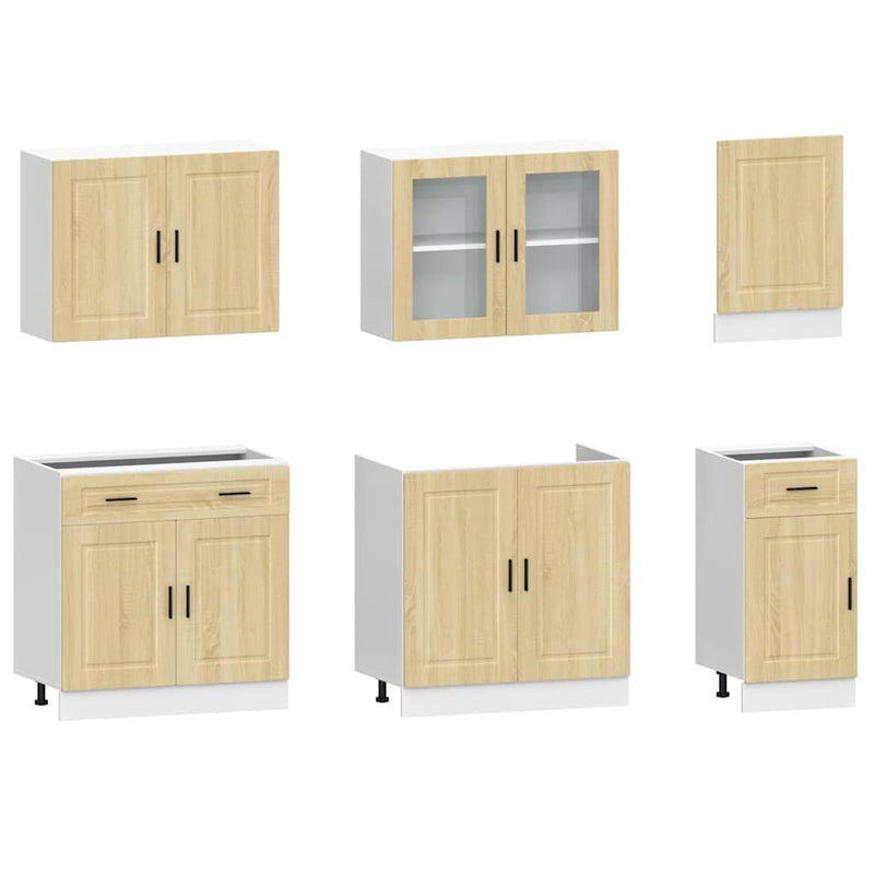 Set dulap de bucătărie din 7 piese „Porto” lemn stejar Sonoma