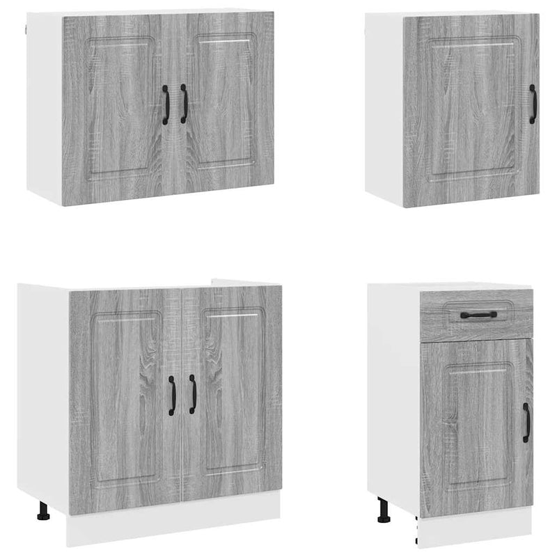 Set de dulapuri de bucătărie 7 piese „Kalmar” lemn Sonoma gri
