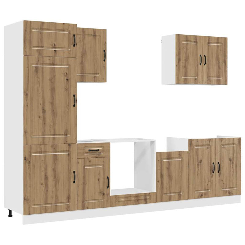 Set dulap de bucătărie 7 piese „Kalmar” stejar artizanal lemn