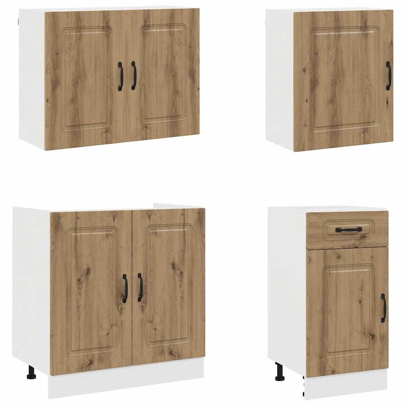 Set dulap de bucătărie 7 piese „Kalmar” stejar artizanal lemn