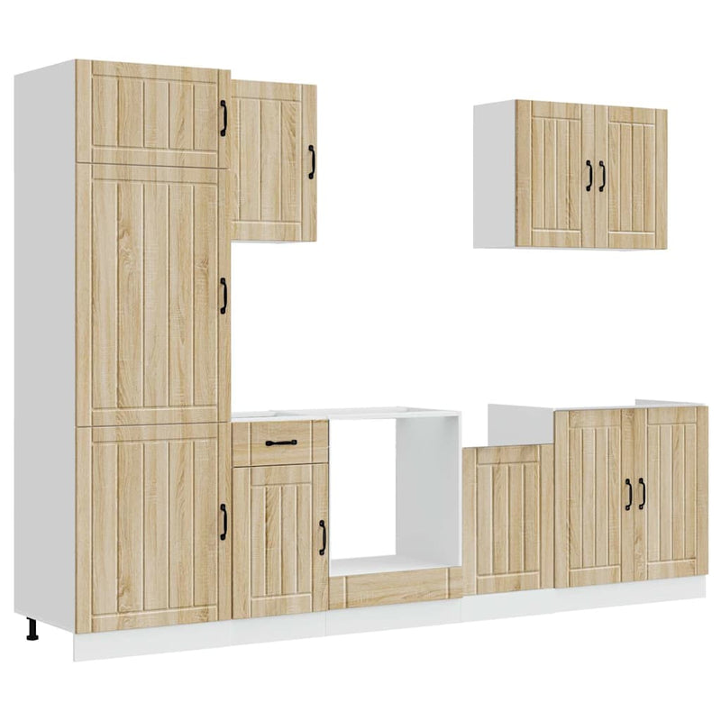 Set dulap de bucătărie din 7 piese „Lucca” lemn stejar Sonoma