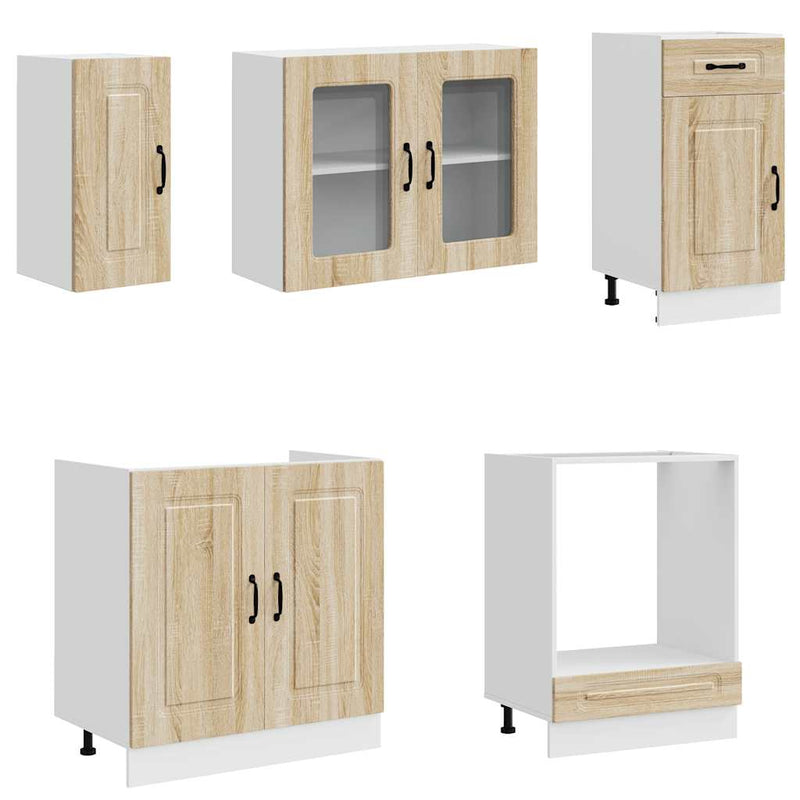 Set dulap de bucătărie din 8 piese „Kalmar” lemn stejar Sonoma
