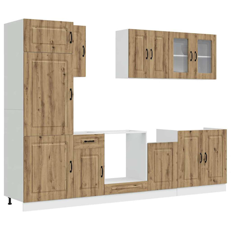 Set dulap de bucătărie 8 piese „Kalmar” stejar artizanal lemn