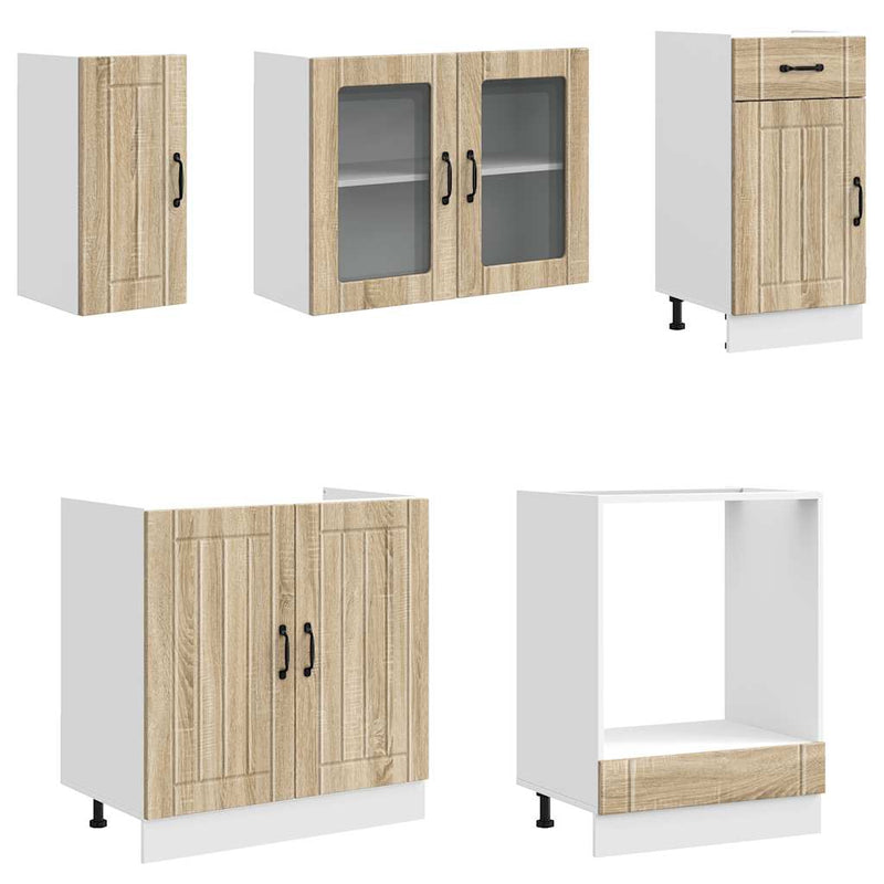Set dulap de bucătărie din 8 piese „Lucca” lemn stejar Sonoma