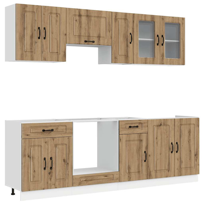 Set dulap de bucătărie 8 piese „Kalmar” stejar artizanal lemn