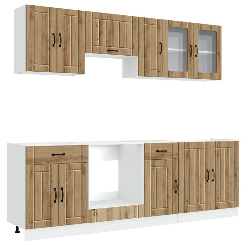 Set dulap de bucătărie 8 piese „Kalmar” stejar artizanal lemn