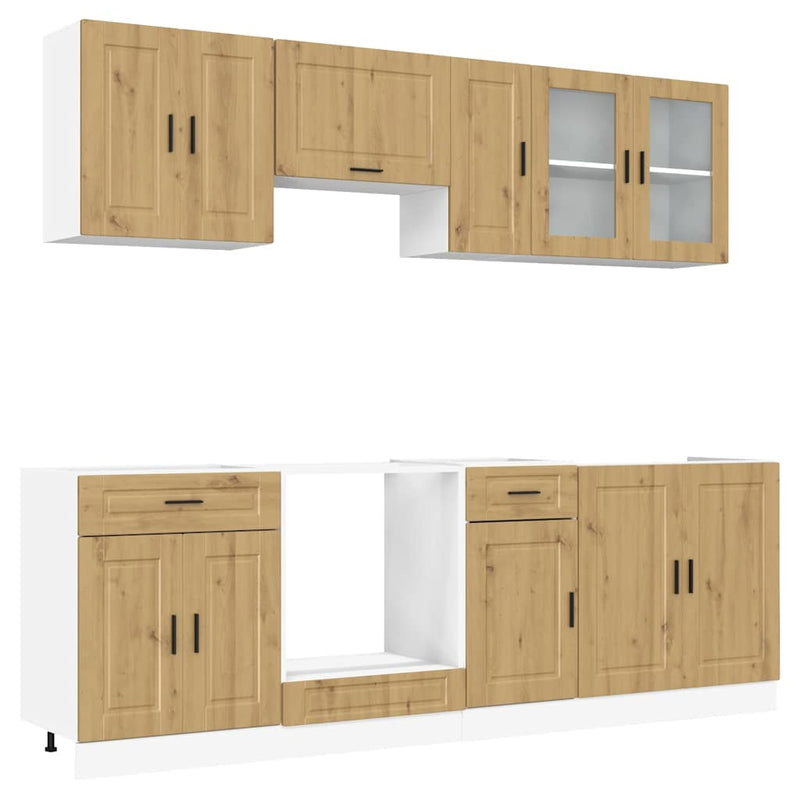 Set dulap de bucătărie 8 piese „Kalmar” stejar artizanal lemn