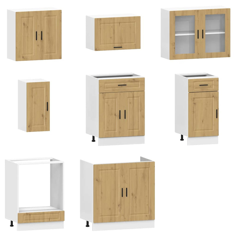 Set dulap de bucătărie 8 piese „Kalmar” stejar artizanal lemn
