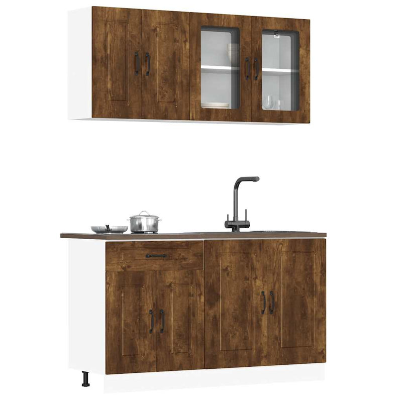 Set dulap de bucătărie din 4 piese „Kalmar” stejar afumat Lemn