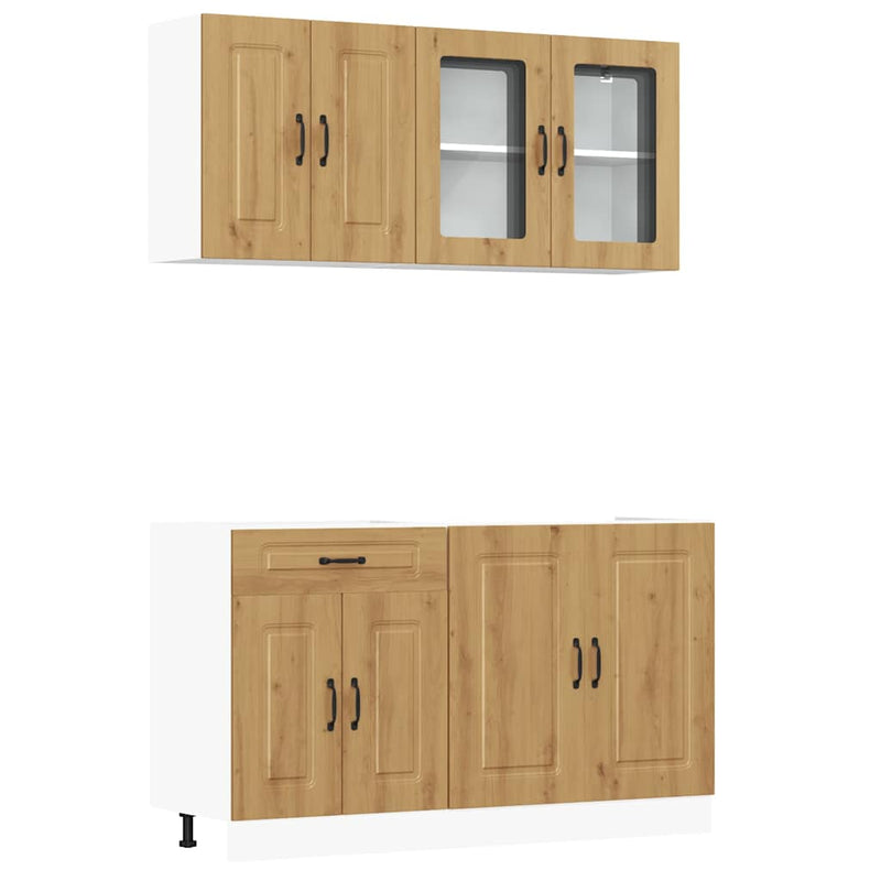 Set dulap de bucătărie 4 piese „Kalmar” stejar artizanal lemn