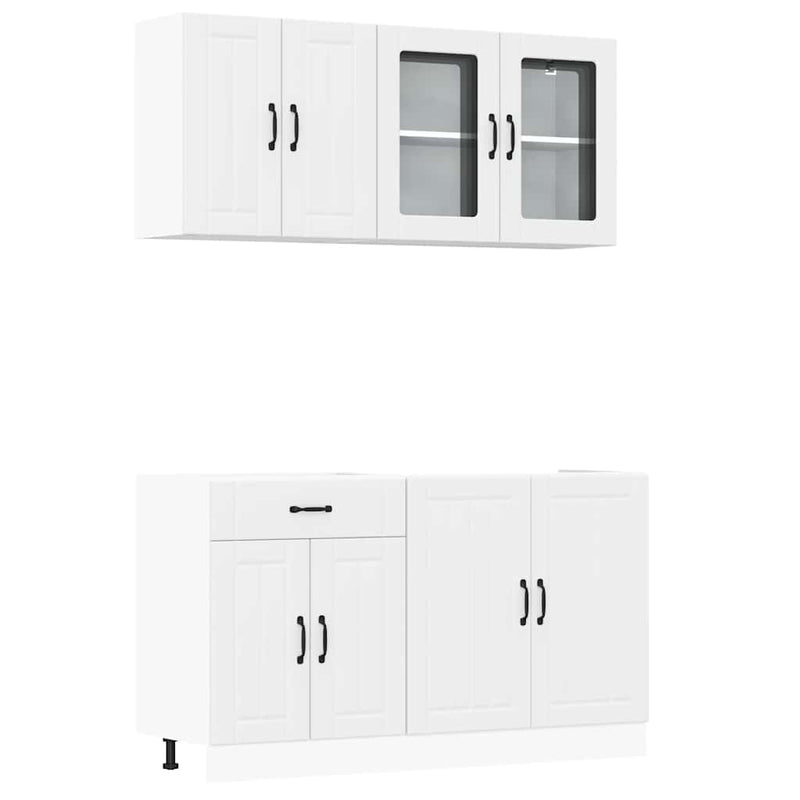 Set dulap de bucătărie din 4 piese „Lucca” Lemn prelucrat alb