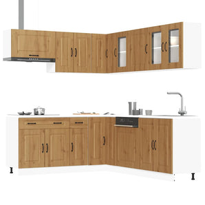 Set dulap de bucătărie 11 piese „Kalmar” stejar artizanal lemn