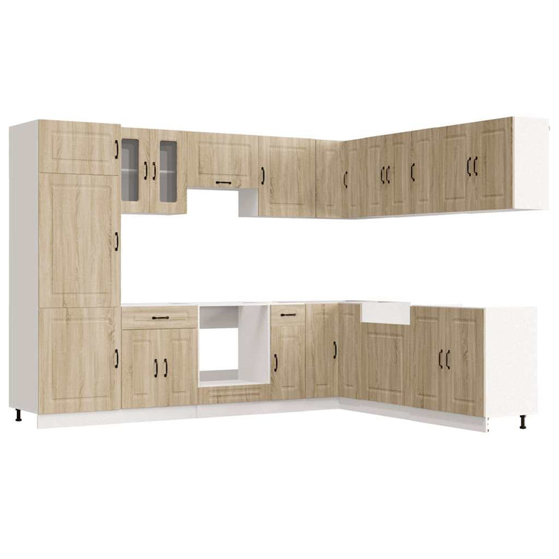 Set dulap de bucătărie din 14 piese „Kalmar” lemn stejar Sonoma