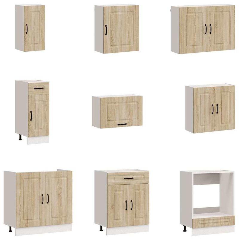 Set dulap de bucătărie din 14 piese „Kalmar” lemn stejar Sonoma