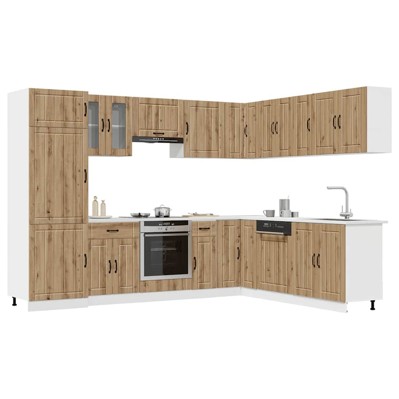 Set dulap de bucătărie 14 piese „Lucca” stejar artizanal lemn