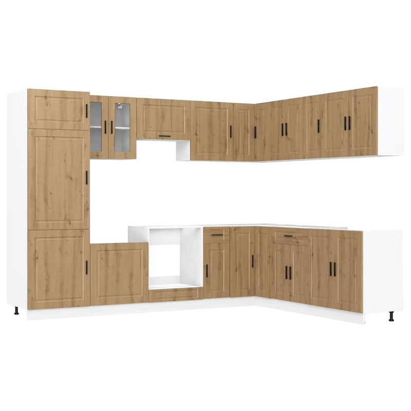 Set dulap de bucătărie 14 piese „Porto” stejar artizanal lemn