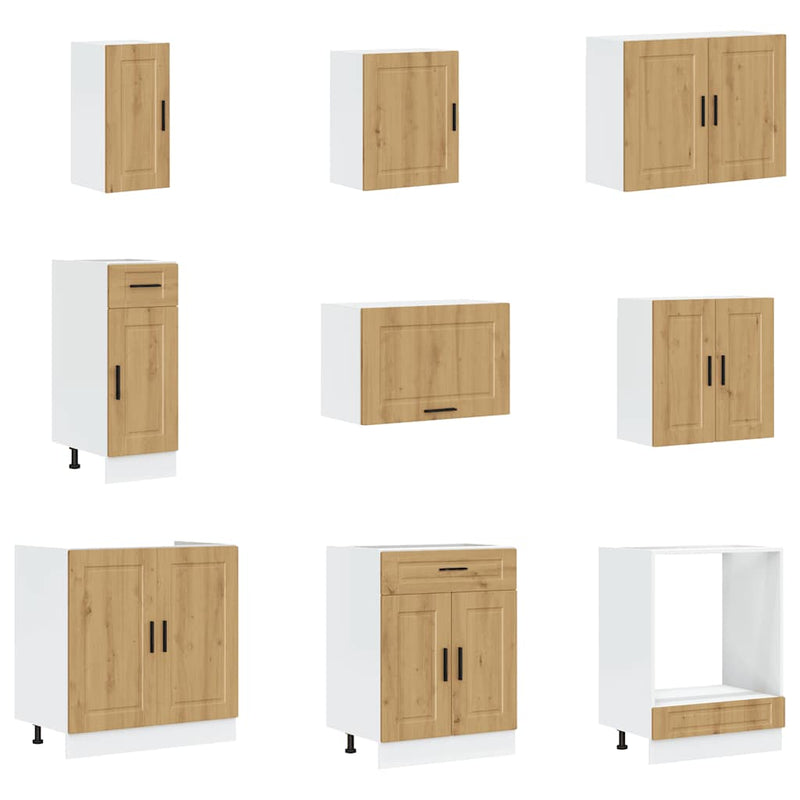 Set dulap de bucătărie 14 piese „Porto” stejar artizanal lemn