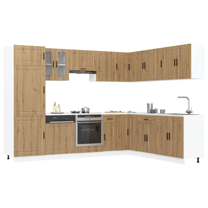 Set dulap de bucătărie 14 piese „Porto” stejar artizanal lemn