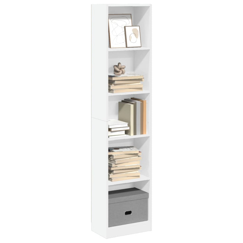 Bibliotecă, alb, 40x24x176 cm, lemn prelucrat