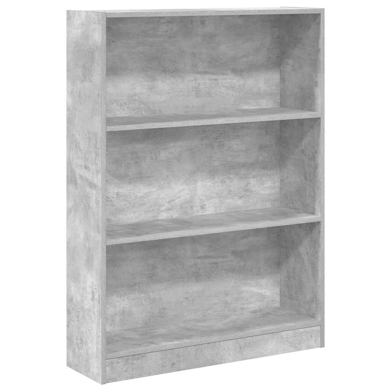 Bibliotecă, gri beton, 80x24x109 cm, lemn prelucrat