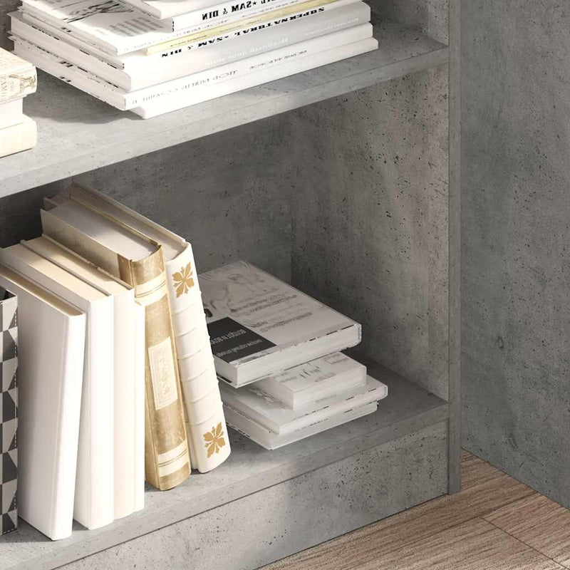 Bibliotecă, gri beton, 80x24x109 cm, lemn prelucrat