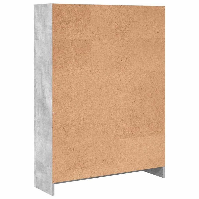 Bibliotecă, gri beton, 80x24x109 cm, lemn prelucrat