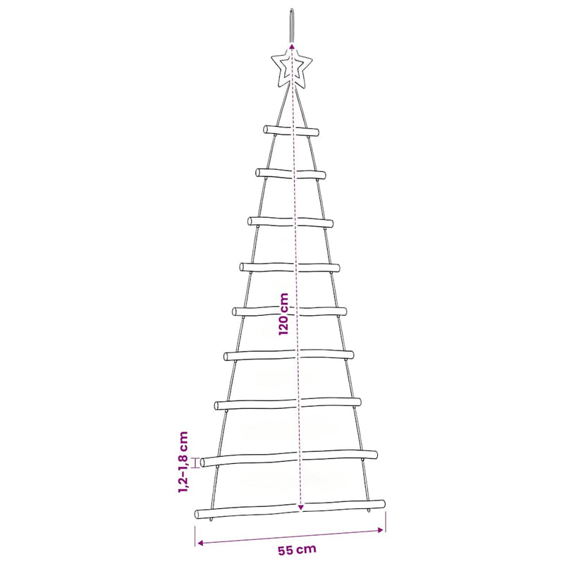 Bradi de Crăciun suspendați cu stele în vârf, 2 buc., 55x120 cm, crenguță naturală