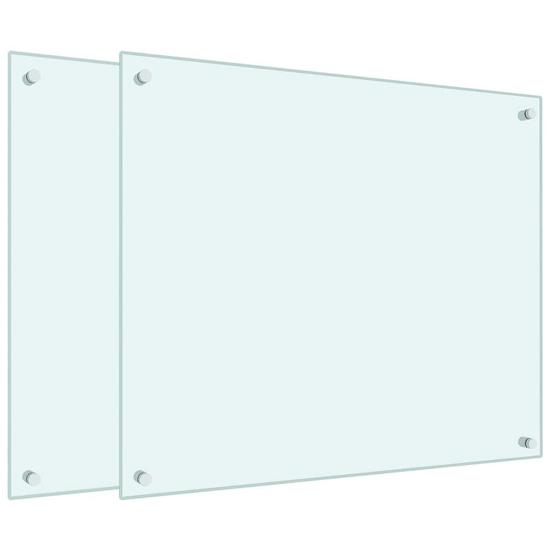 Panou antistropi bucătărie 2 buc. alb 70x60cm sticlă securizată