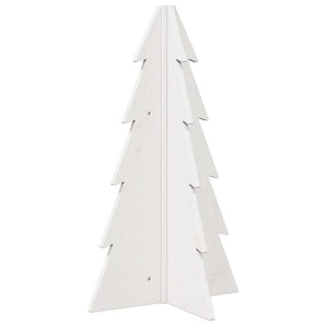 Brad de Crăciun decorativ, alb, 69,5 cm, lemn de pin masiv
