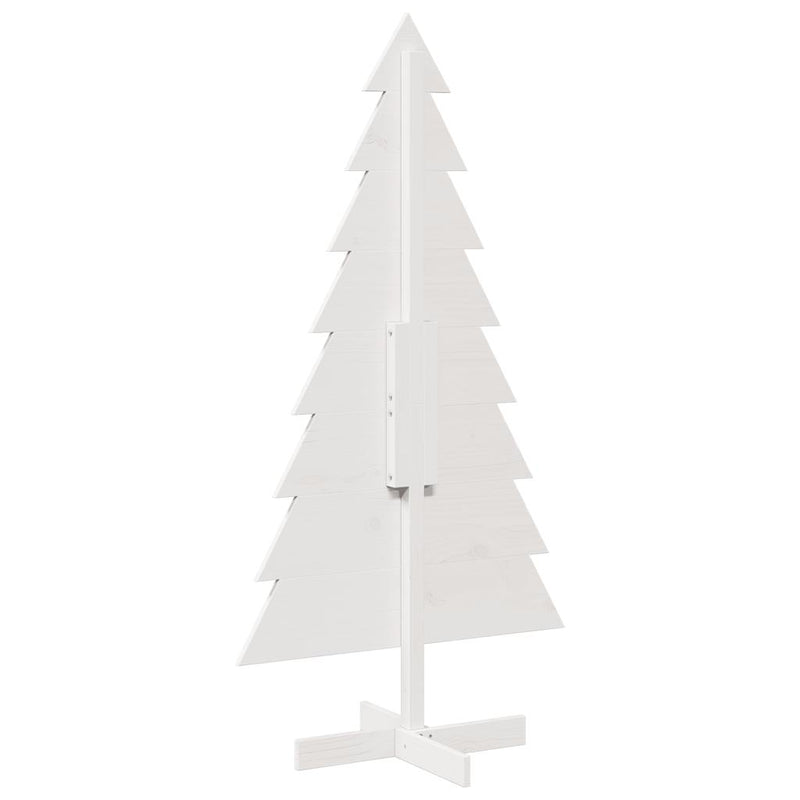 Brad de Crăciun decorativ, alb, 150 cm, lemn de pin masiv