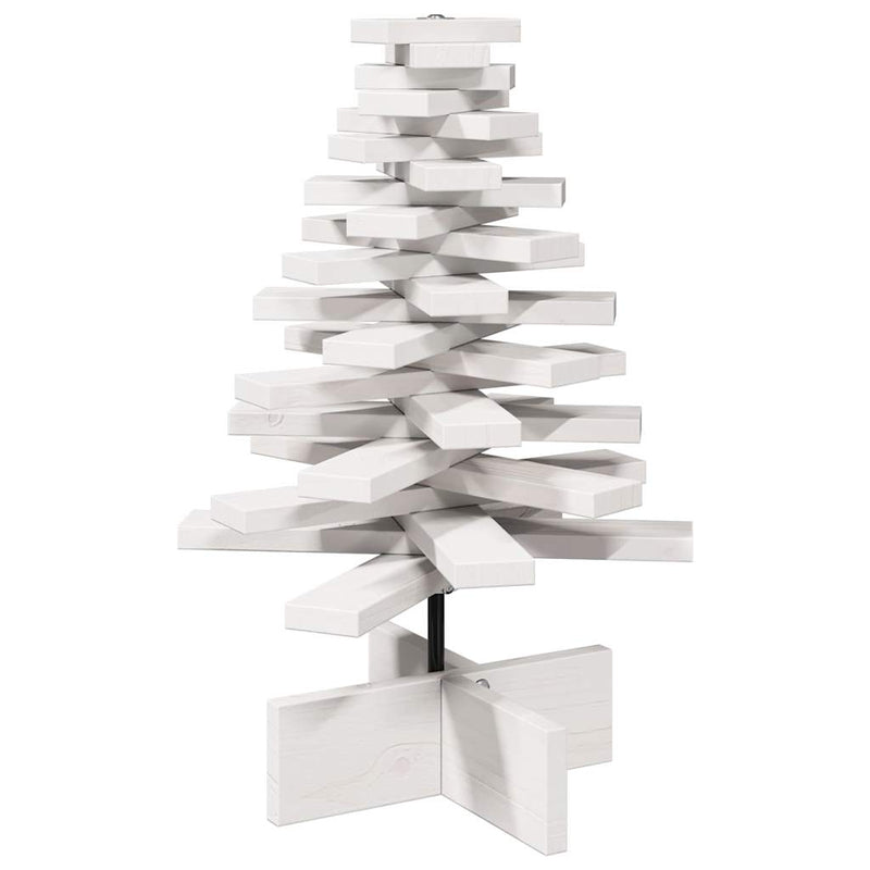 Brad de Crăciun decorativ, alb, 60 cm, lemn de pin masiv
