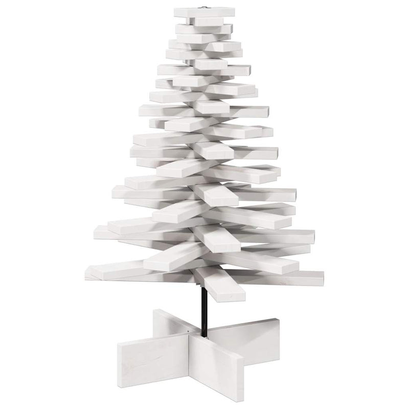 Brad de Crăciun decorativ, alb, 80 cm, lemn de pin masiv
