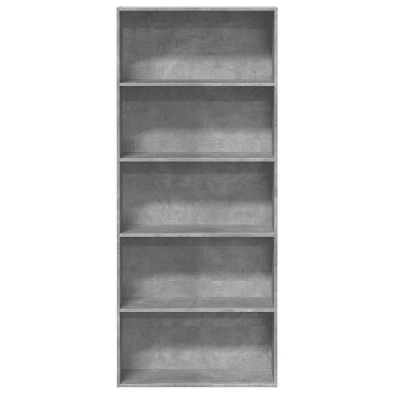Bibliotecă, gri beton, 80x30x189 cm, lemn prelucrat