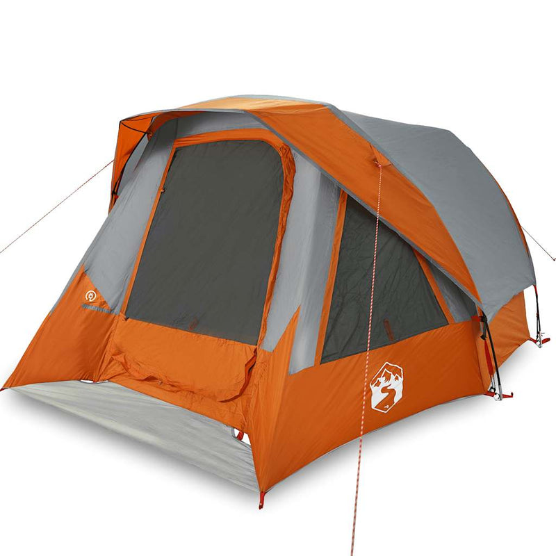Cort de camping pentru 6 persoane, gri/portocaliu, impermeabil
