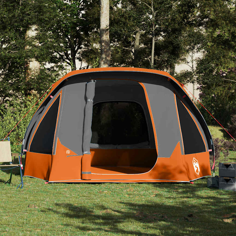 Cort de camping pentru 6 persoane, gri/portocaliu, impermeabil