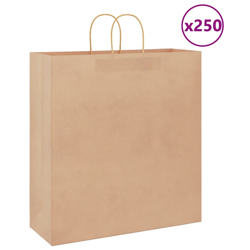 Pungi de hârtie 250 buc cu mânere maro 45x17x48 cm