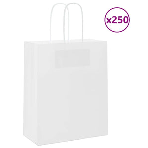 Pungi de hârtie 250 buc cu mânere albe 18x8x22 cm