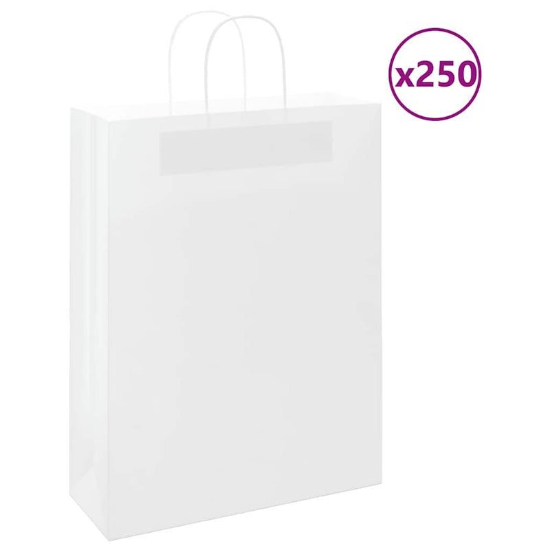 Pungi de hârtie 250 buc cu mânere albe 32x12x42 cm