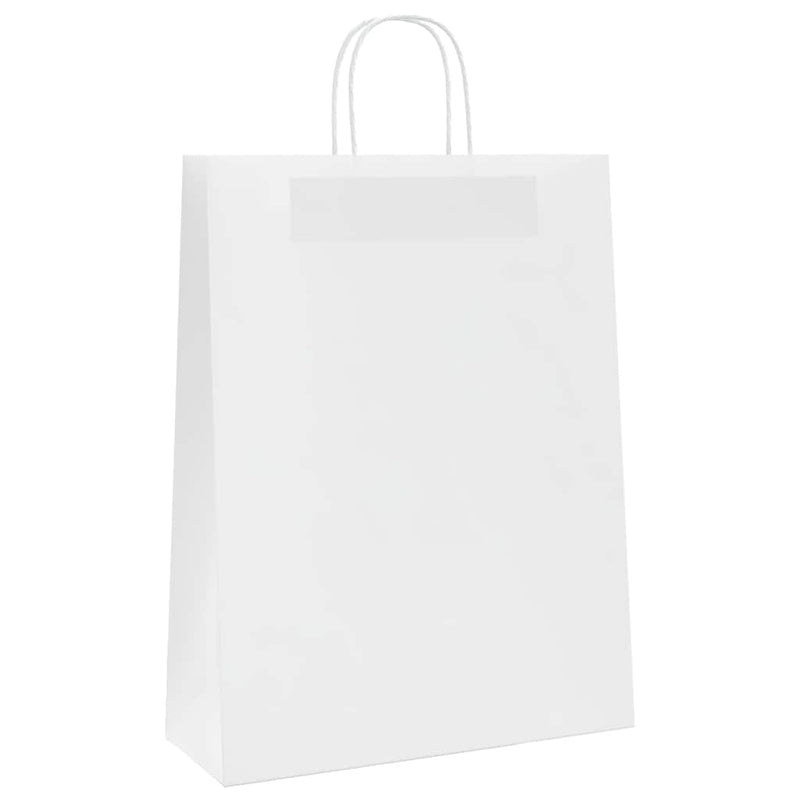 Pungi de hârtie 250 buc cu mânere albe 32x12x42 cm